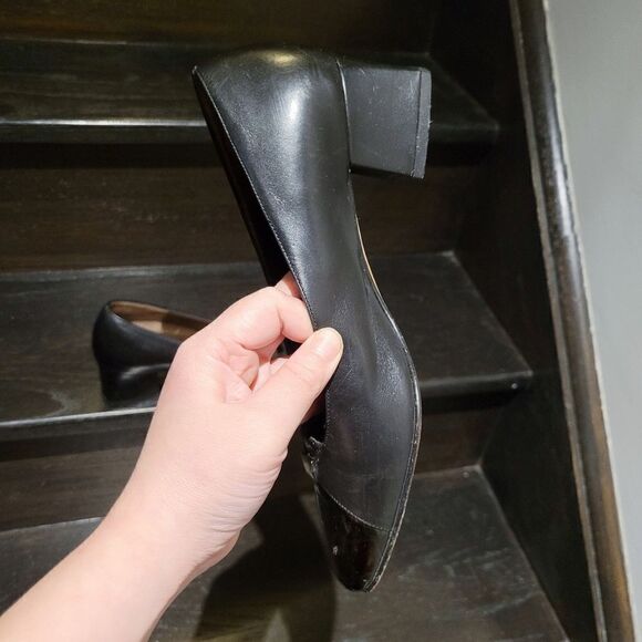 Vintage 90s Italy Francesca Black Leather Heels Shoes Size: 7US - Picture 7 of 8